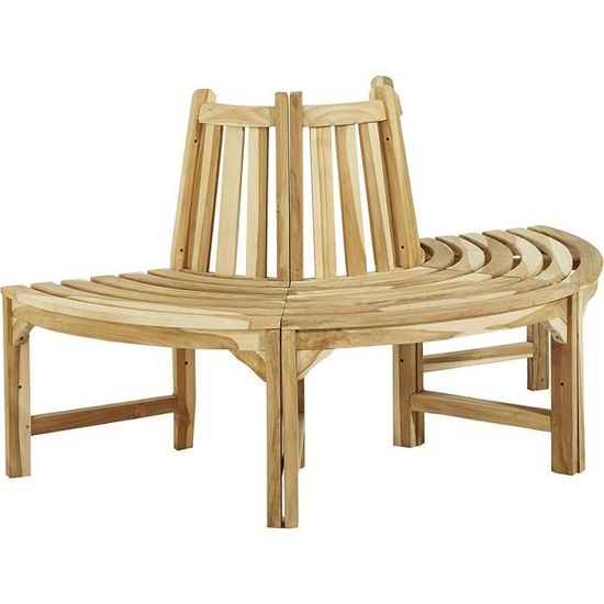 Banc De Jardin Semi-circulaire En Eucalyptus Huilé - 155 X 78 Cm - Banc D'arbre Résistant Aux Intempéries