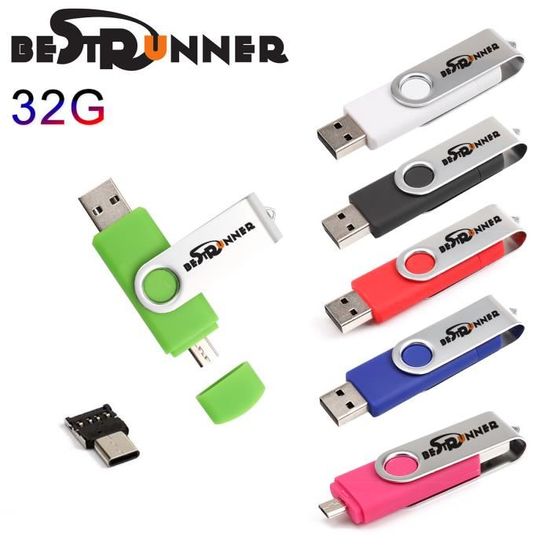 64Go, Noir Clé USB 64Go 2 en 1 Type-C et USB 3.0 Stockage Carte Flash Drive Mémoire Stick U Disque pour Smartphone Android et Tablette 