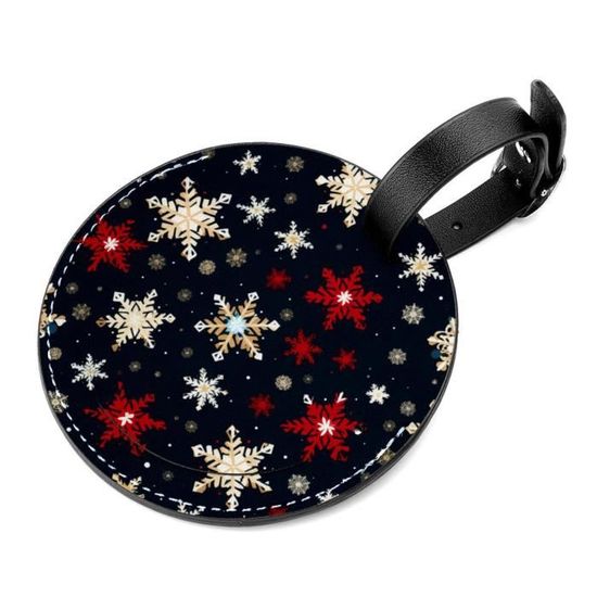 Étiquettes De Bagage En Cuir PU Pour Valise De Noël Arbre Rouge Flocon De Neige Étiquettes De Bagages Avec Nom ID Identificateur étiquettes Pour Voyage Couverture D'intimité 1 Pièce