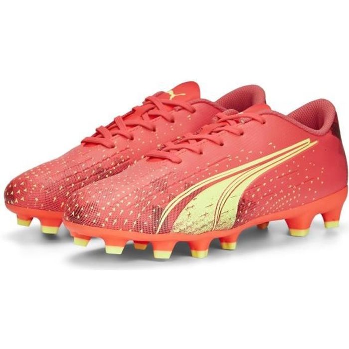 Chaussures football - Enfant - PUMA - ULTRA PLAY - Rouge corail et jaune -  Crampons moulés - 28-38 - Cdiscount Sport