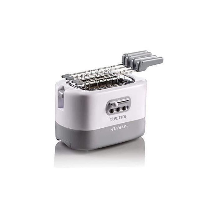 Ariete 159 Grille-pain 2 tranches avec pinces, tiroir ramasse-miettes Blanc/orange