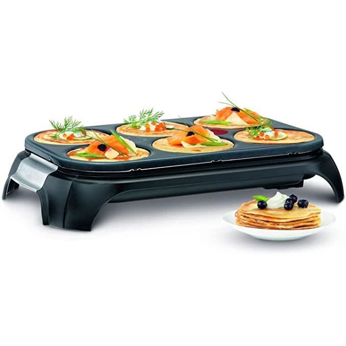 Tefal Crep Party Inox, Design, 6 Empreintes, Crêpes, Blinis, Pancakes, Thermospot, Rangement Accessoires PY558813