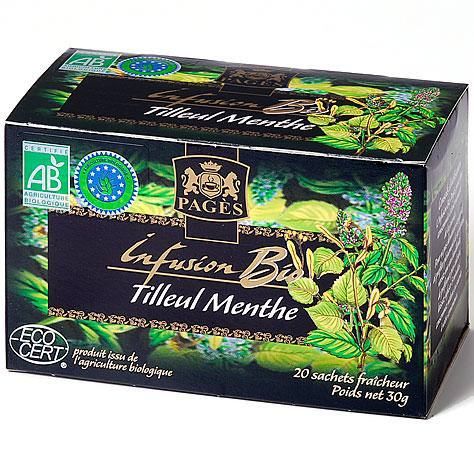 Infusion Tilleul Menthe Bio 20 sachets PAGES - …