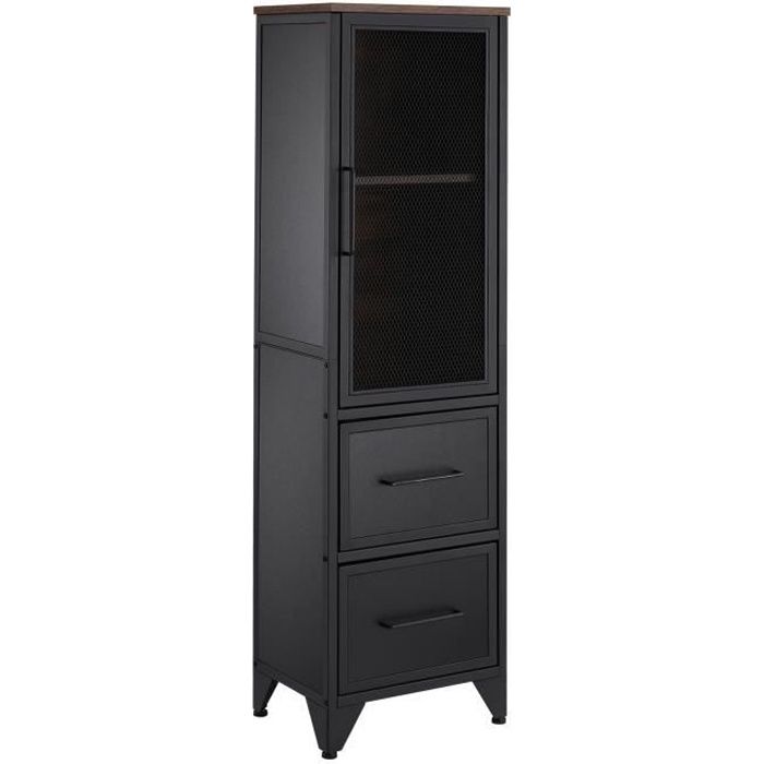 Etagère colonne industrielle en métal et bois