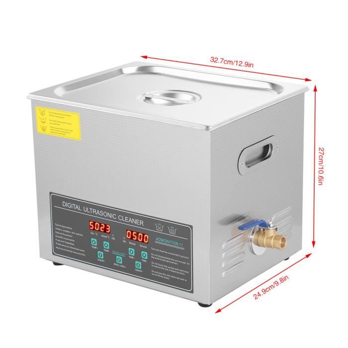Machine de nettoyage à ultrasons numérique en acier inoxydable à double fréquence 10L EU Plug 220V HB041 HB020 -RAI