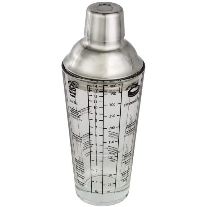 SET COCKTAIL Xavax Shaker à cocktails (en verre, mélangeur à cocktail, accessoire en acier inoxydable, rece102