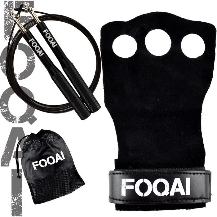Pack manique crossfit cuir + corde à sauter 360° réglable + sac de transport OFFERT - Gant de musculation, gymnastique, haltérop67