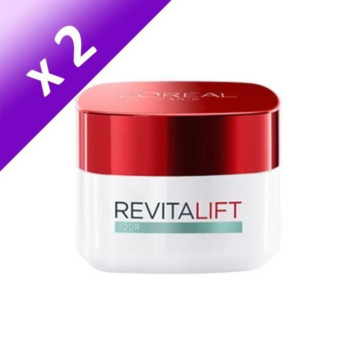L'ORÉAL Paris Revitalift Soin Hydratant Crème de Jour Anti Ride Fermeté Texture Légère - 50 ml (Lot de 2)