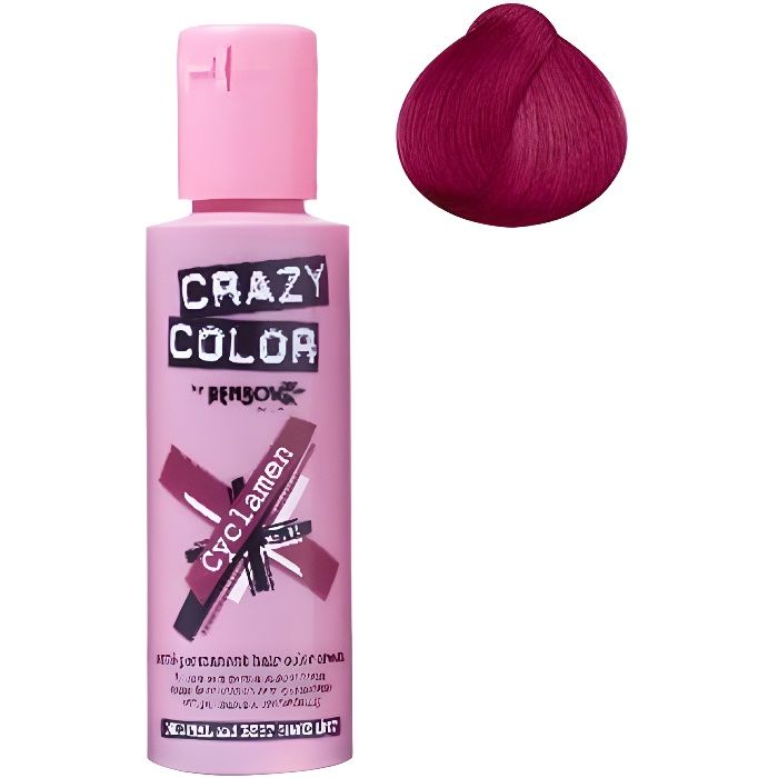 Coloration cheveux semi-permanente CRAZY COLORCouleur : Rouge CyclamenPour un look FUN et des cheveux aux couleurs vives et