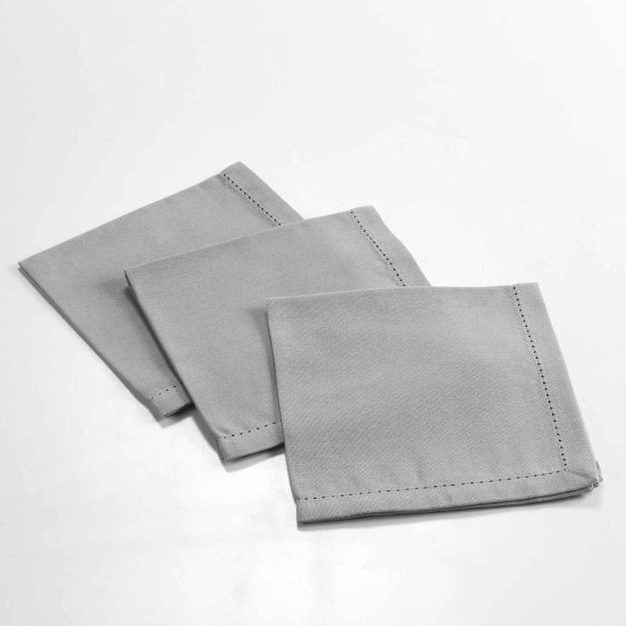 CDaffaires 3 serviettes de table 40 x 40 cm coton uni charline Gris