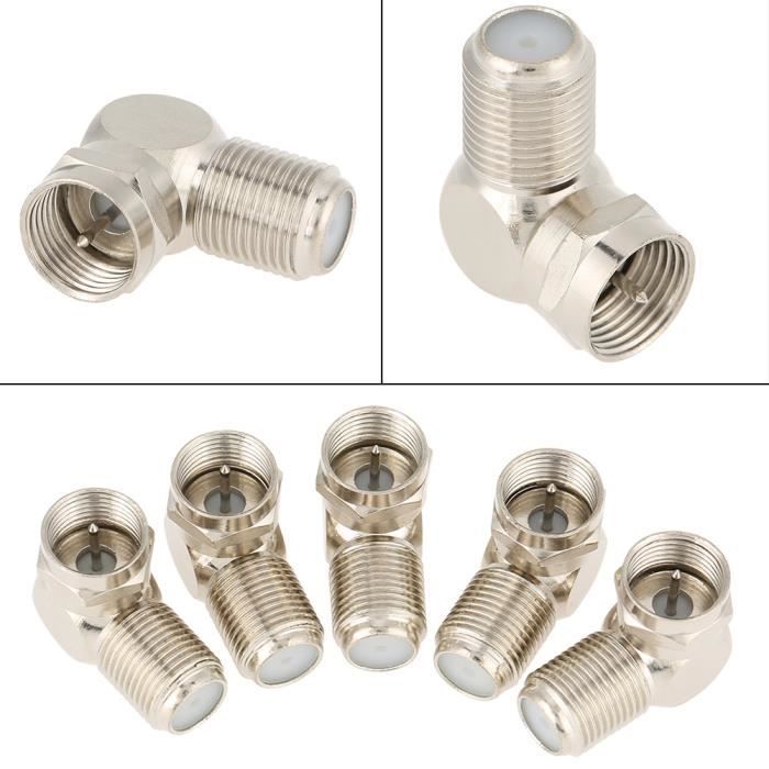 5X Connecteur prise adaptateur fiche F coudé d'angle 90° mâle-femelle câble coaxial tv HB040 -SHO