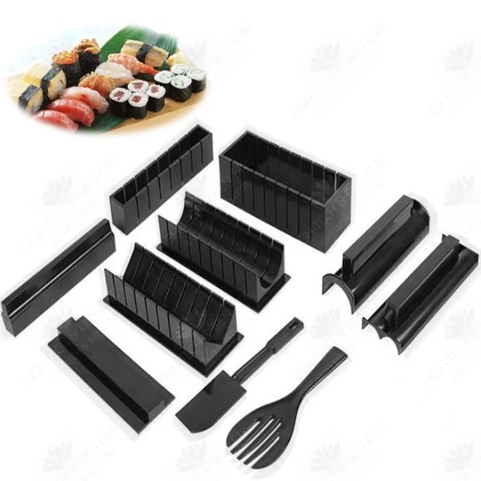 HTBE® DIY sushi maker riz aux algues outil de moulage monobloc moule en plastique noir ustensiles de cuisine production gastronomiqu