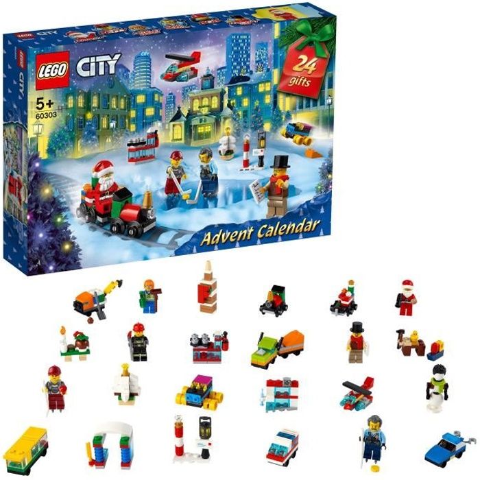 LEGO® 60303 City Calendrier de l’Avent Jouet 2021, Mini-Jouets à Collectionner, Enfants dès 5 Ans, avec Tapis et Minifigures