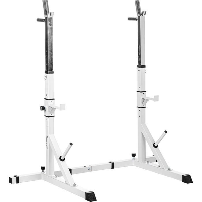MOVIT® Rack à Squat Basic, ensemble de 2 supports d’haltères réglable, supports pour haltères de muscu, Home-Gym, couleur blanc