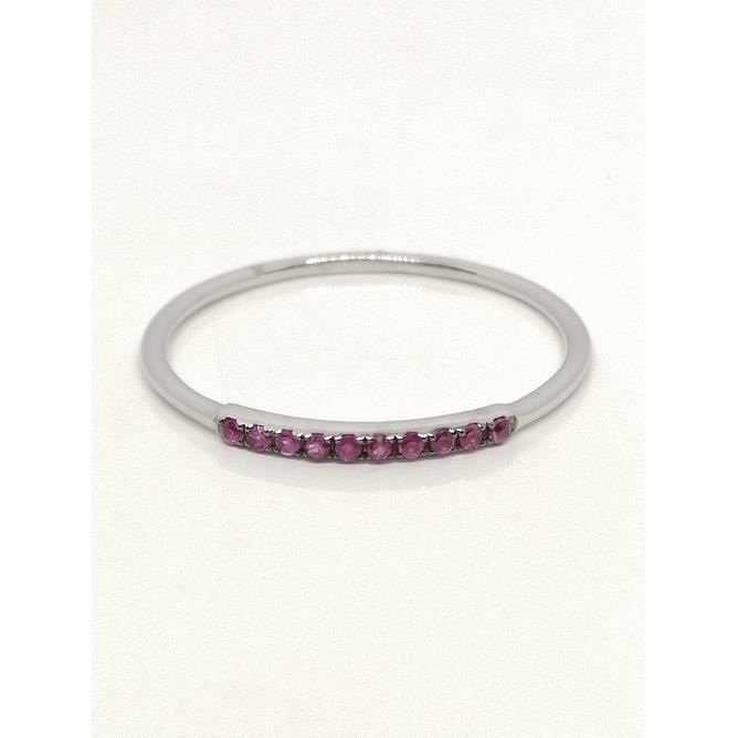[SAINT VALENTIN] Bague Fine Or blanc 375/1000 ornée de pierres en rubis