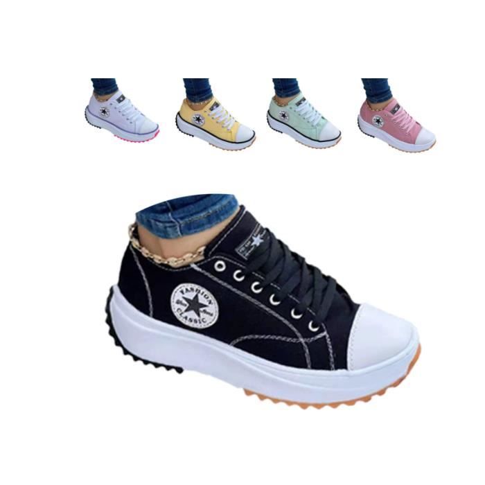2022 Canvas Shoes Women Fashion Trainers, Femmes Plate-Forme Baskets Femme Chaussures Décontractées Compensées Formateurs