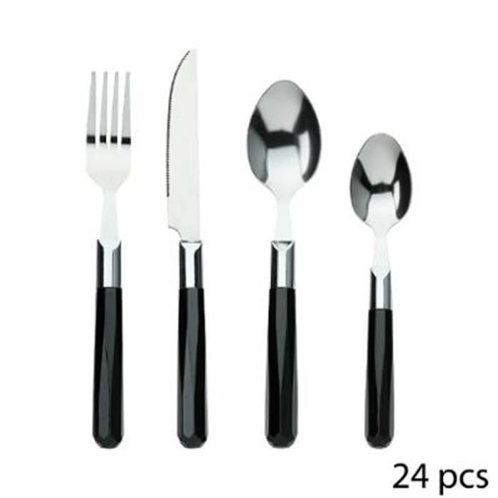 Ménagère Inox 24 Pièces -Orchidée- 28cm Noir