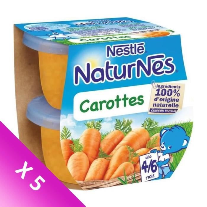[LOT DE 5] NESTLÉ Naturnes Carottes - 2x130 g - Dès 4/6 mois