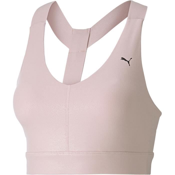 PUMA - Brassière sport - bretelles croisées - technologie DRYCELL - rose perlé - femme