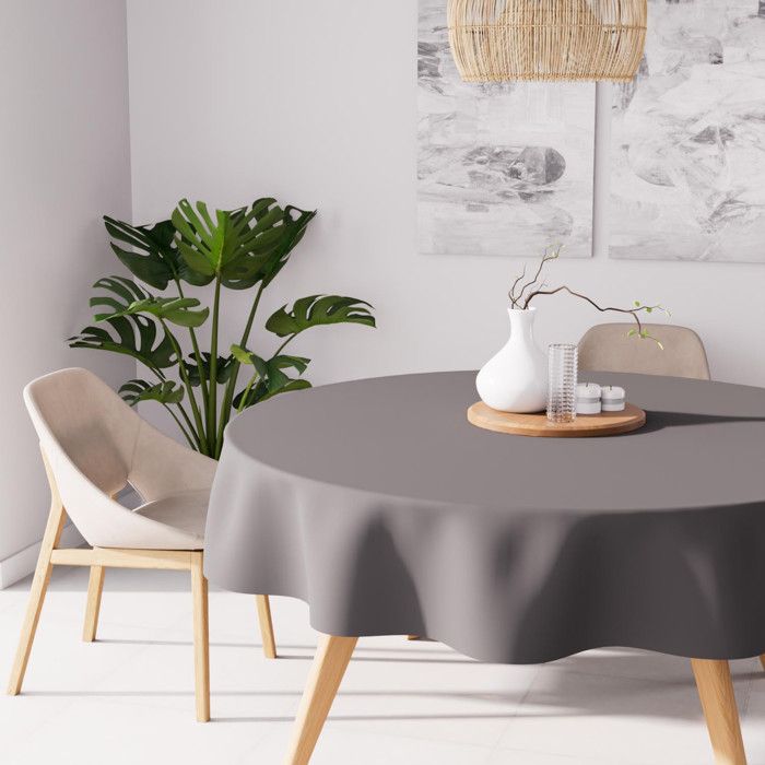 Nappe antitache ronde 180 cm ALIX grise