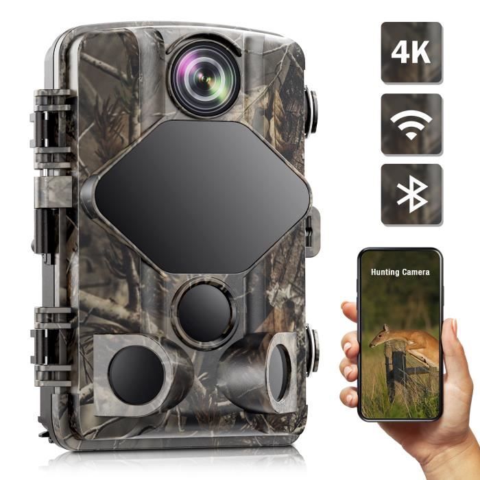 TOGUARD 4K 24MP Caméra de Chasse WIFI Bluetooth Trail caméra 46pcs 850nm LEDs Vision nocturne 2,4''LCD 120 ° Détection IP66 Etanche