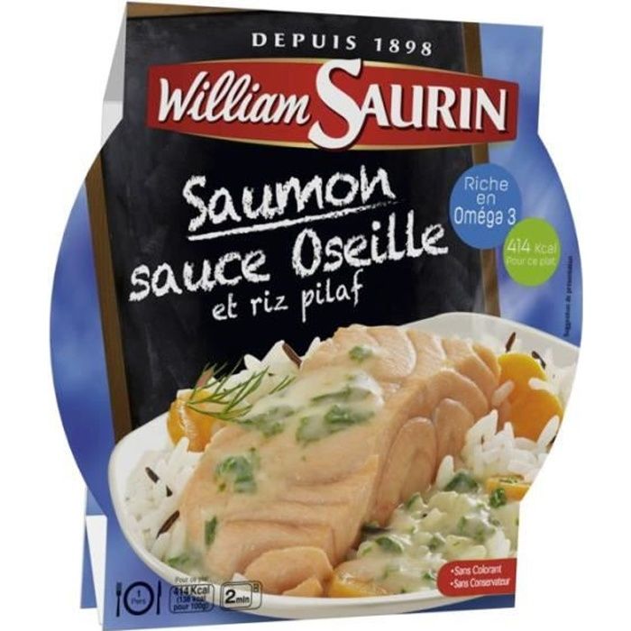 WILLIAM SAURIN Saumon sauce oseille et riz pilaf - 300 g