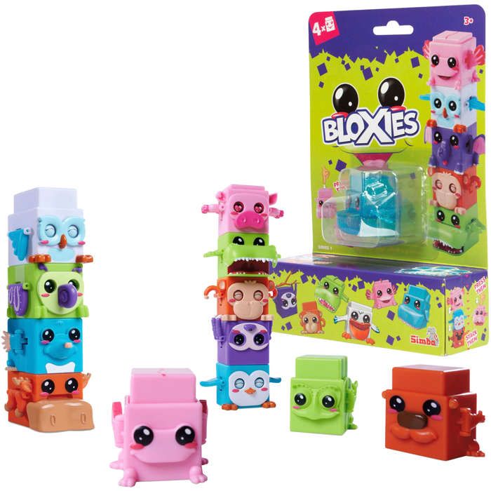 Figurines - Bloxies - Série 1 - 4 paquets - Animaux colorés - À partir de 3 ans