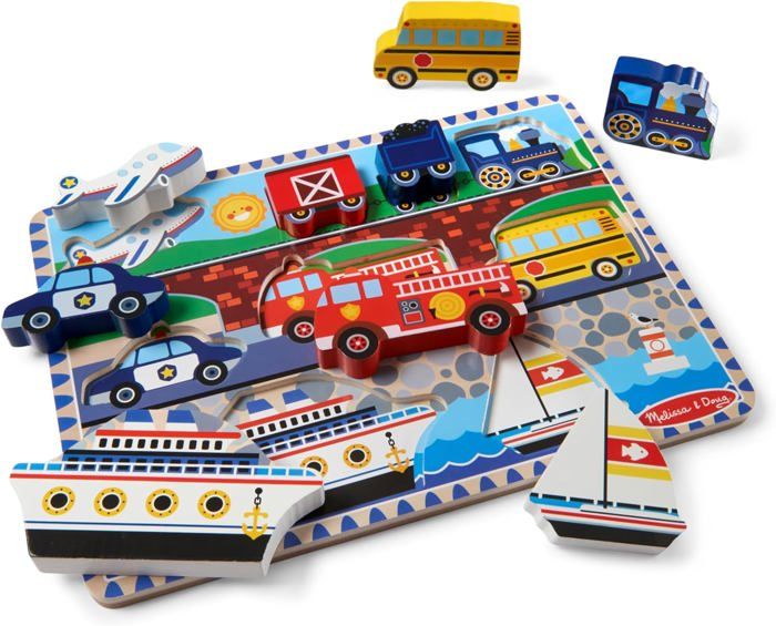 Puzzle À Grosses Pièces En Bois Véhicules, Cadeau pour enfants de 2 3 4 ...