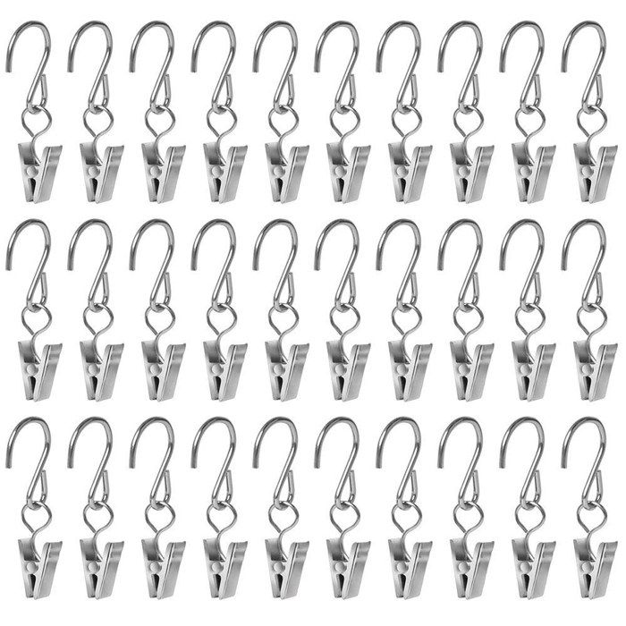 Anneaux Rideaux Lot De 60 Crochets Rideaux Vegena Acier Inoxydable