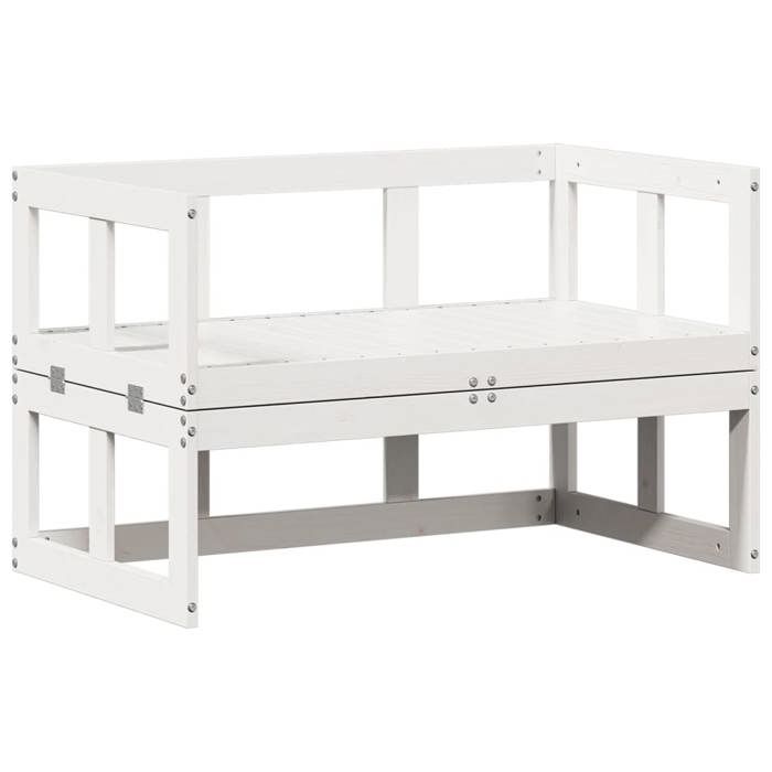 2025 RemiseCanapé dangle extérieur Canapé de jardin extensible blanc bois massif de pin - 1parcel SJ2336228