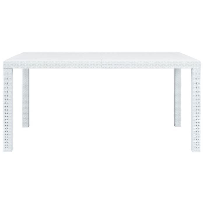 Table de jardin - UU - 4 personnes - Blanc 150x90x72 cm - Plastique Aspect de rotin C248