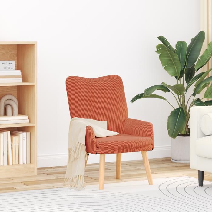 Moderne fauteuil relaxant Fauteuil Club 1 Place rouge orange en velours côtelé - Fauteuil Tv @FR(277044)