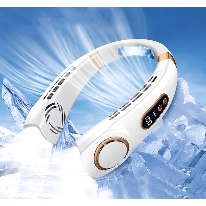 Ventilateur de Cou PortableVentilateur USB Silencieux Sans PalePetit Ventilateur Cou Batterie 4000mAh5Vitessespour - Handeiu