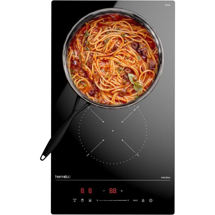 Plaque Induction 2 Feux Encastrable STARCHARTS - 3680W, Dimensions 52x29cm - Commande Slider Touch, Fonction Boost, Minuterie 1-99 Min - Verre Italy ILVA