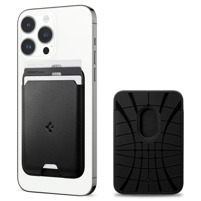 Coque téléphone - SPIGEN - Portefeuille Magsafe - Magnétique - Noir - Compatible iPhone