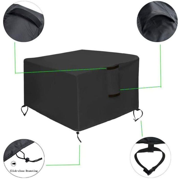 Housse de protection pour brasero carré - PZCC - 82x82x61 cm - Imperméable 420D - Anti-UV - Coupe-vent