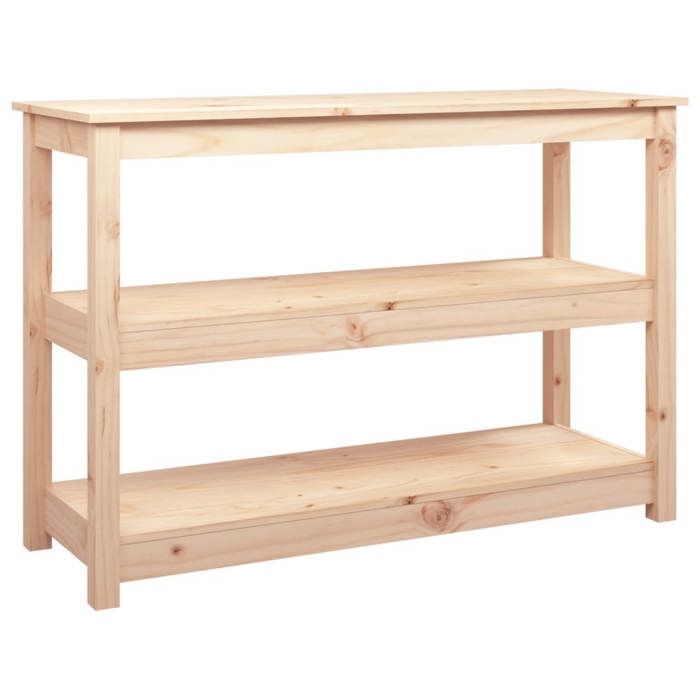 Table console en bois de pin - vidaXL - 110x40x74 cm - Bois massif - 3 étagères ouvertes - Brun - Polyvalente