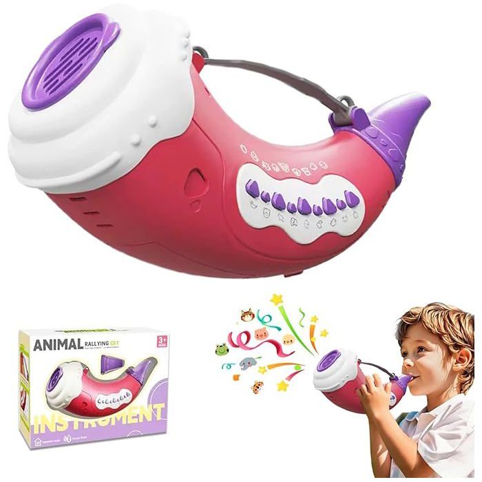 Trompette Animale Hahaland – 2 Modes, 30 Sons Réalistes, 5 Niveaux De Lumière – Jouet Musical STEM Dès 3 Ans – Cadeau 3-5 Ans