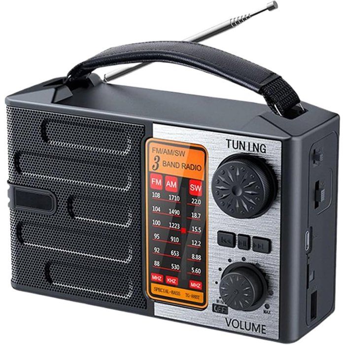 Radio durgence solaire - Radio de survie rechargeable avec alerte météo - AM/FM/SW - Chargement USB-C et solaire - Lampe torche