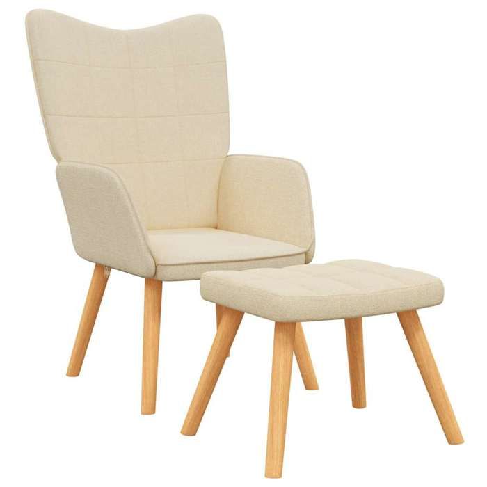 NEUF 2026 CHIC Chaise de relaxation SWEETY Max. charge 110 kg avec tabouret Crème Tissu 61.5x69x95.5 cm FF5025