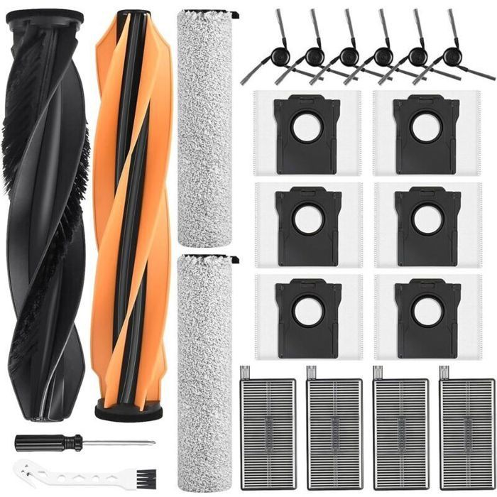 Lot de 22 Accessoires pour Robot aspirateur Dreame Aqua10 Ultra Roller Complete 2 brosses principales 6 Sacs à poussière 2