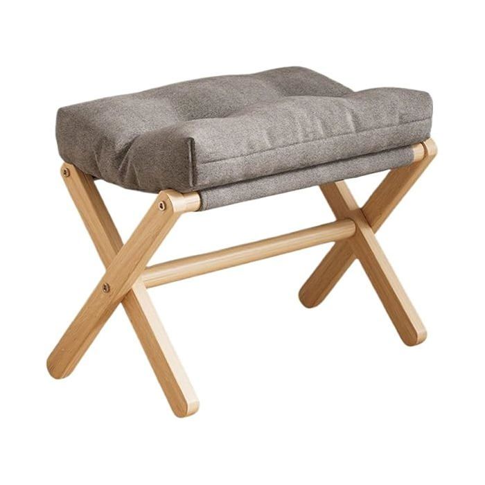 Repose-pieds Pliable en Bois Massif - Tabouret Rembourré - Banc à Chaussures Gain de Place - 44x30x46 cm - Max 100kg(Gris)