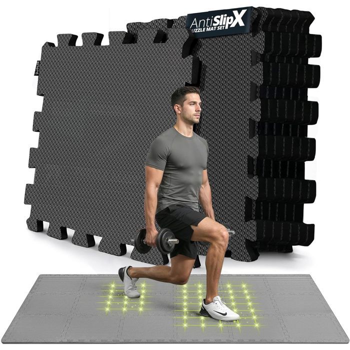 Tapis de Fitness en Dalles de Mousse sans BPA avec Bordures Matelas Puzzle Tatami EVA Caoutchouc - Protection de Sol Salle de Sport