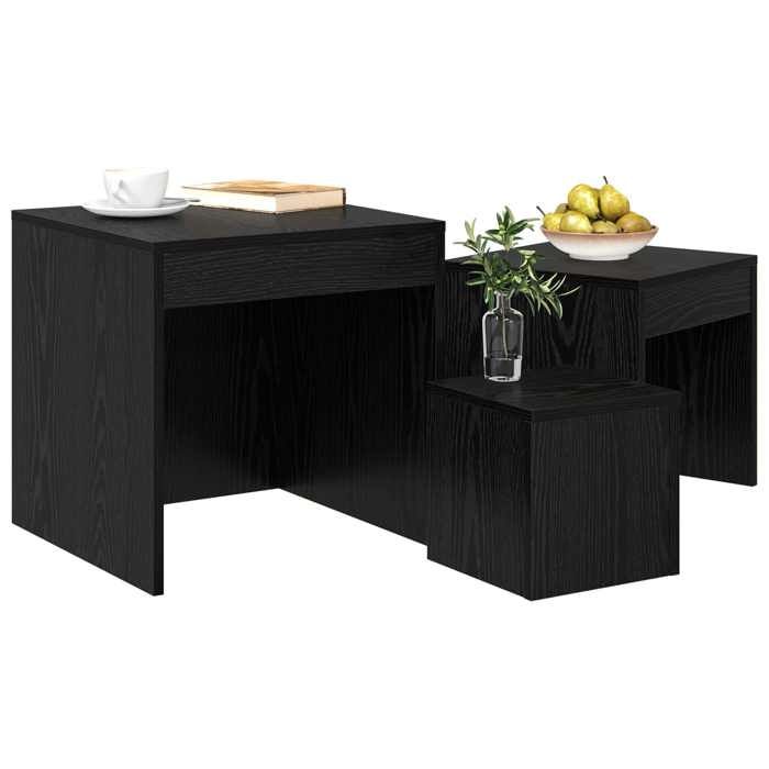 En solde Table basse (3 pcs) - UU - Tables dentrée modernes - Chêne noir Bois dingénierie L2625
