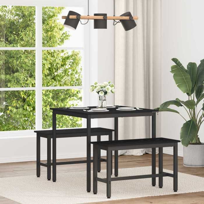 1pc Noir Table de salon sur pied - Magnifique Table de salle à manger - design industriel - / Table de repas 80x80x75cm MÉTAL CL2289