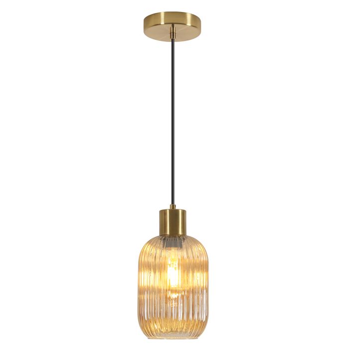 DELIPOP Suspension moderne ovale - luminaire suspendu lampe suspension verre ambré cuivre E27 60W salon salle à manger