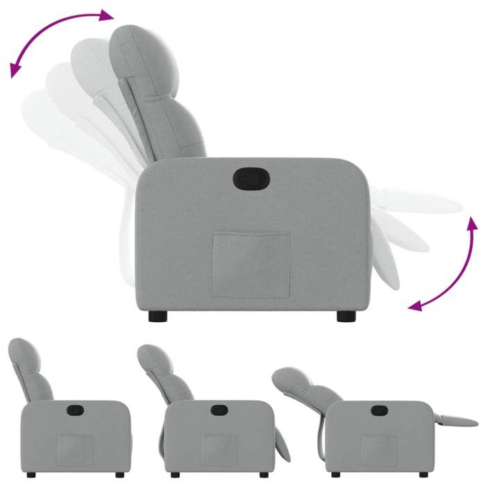 Fauteuil relax - Gris - Fauteuil inclinable - maximale : 110 kg - Gris clair Tissu 66x89x96 cm F7571