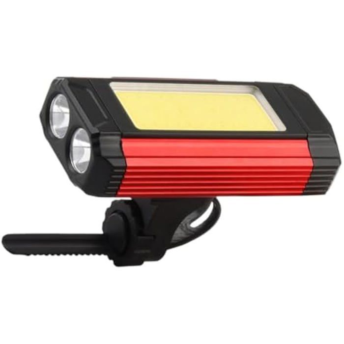 Lampe de vélo – Nosheir – Rechargeable avec sortie USB et 5 modes lumière – Pour la nuit et le cyclisme – Rouge/noir
