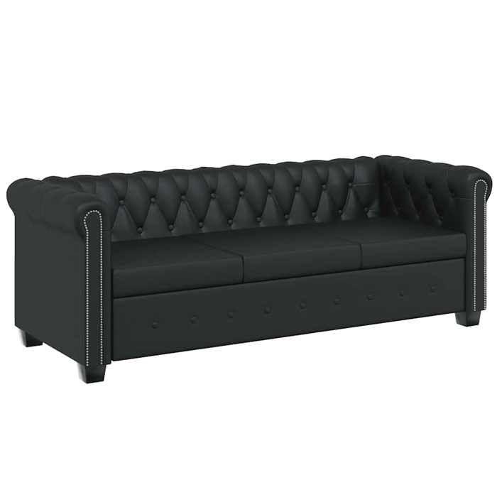 Maison Exclusive - Canapé Chesterfield à 3 places cuir synthétique noir