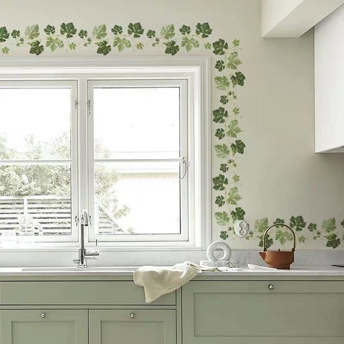 Lot de 3 stickers muraux feuilles de lierre (1 7 m) Plantes vertes stickers muraux printaniers pour la décoration intérieure